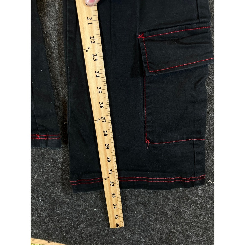 Hot Topic Black Red Contrast Stitch Flare Cargo Pants Mall Goth Y2K Trousers - Picture 6 of 8
